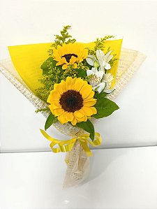 Buquê Ramalhete de 2 (Dois) Girassóis – Encanto Solar