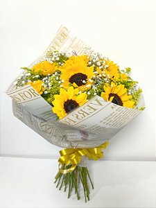 Buquê de 9 (Nove) Girassóis – Premium