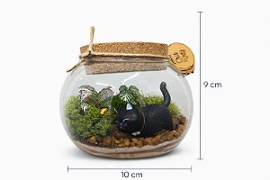 Vasos Plantados | Terrários - Terrário Gato Preto em Vidro Decorativo 10cm (dez centímetros)