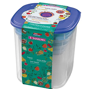 Conjunto de Potes Alto Vac Freezer 5 Peças Sanremo - Armazenamento Prático e Seguro