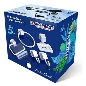 Kit Acessórios Para Banheiro Caribe 5 Peças Branco - Praticidade e Estilo