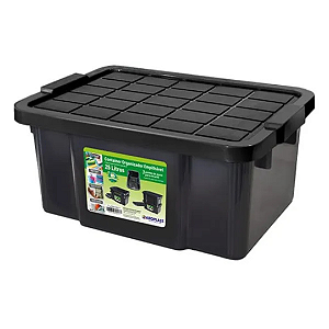 Container Organizador Empilhável com Tampa Preto 25L - Arqplast