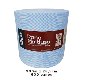 Pano Multiuso Bobina Picotado 28cm x 300m AZUL com 600 Panos Nobre