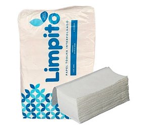 Papel Toalha Interfolhada 100% Celulose Branco 20x21cm 20gm² c 1000fls Limpito