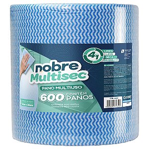 Pano Multiuso Bobina Picotado 28cm x 300m AZUL Slim com 600 Panos Picotado Nobre