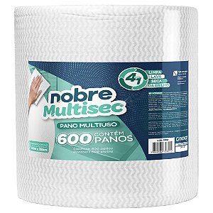 Pano Multiuso Bobina Picotado 28cm x 300m BRANCO Slim com 600 Panos Picotado Nobre