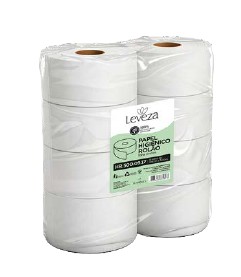 Papel Higiênico Rolão Folha Simples 100% Celulose c/ 8 rolos x 300 metros Leveza