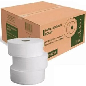 Papel Higiênico Rolão Folha Dupla 8x200m 100% Celulose Branco Luxo IPEL - INDAIAL