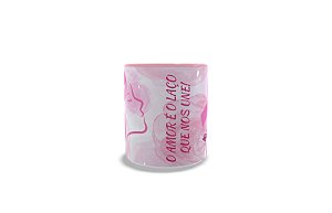 CANECA BRANCA, ALÇA DE CORAÇÃO E INTERIOR ROSA - ONG EVA - Mensagem