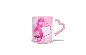 CANECA BRANCA IV - ALÇA DE CORAÇÃO E INTERIOR ROSA - ONG EVA
