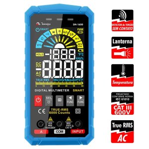 Multímetro Digital Smart CAT III True RMS Minipa SM-1600