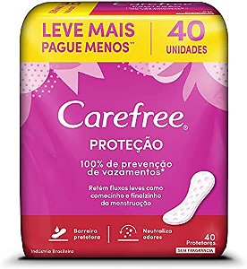 Absorvente Carefree Proteção Sem Perfume com 40 Unidades
