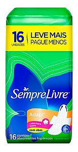 Absorvente Sempre Livre Adapt Suave com Abas 16 Unidades Leve mais Pague Menos