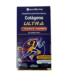 Colágeno ULTRA Colágeno Tipo II não desnaturado + Vitamina D + Magnésio 60 cápsulas.