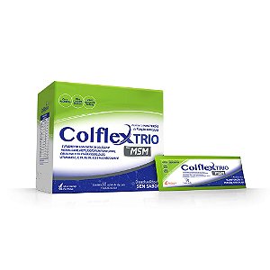 Colflex TRIO com MSM Colágeno Hidrolisado + MSM + Colágeno Tipo II + Vitaminas C, D, B e Magnésio 30 sachês de 12g Sem sabor.