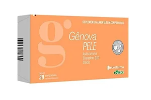 Gênova PELE Astaxantina, Coenzima Q10, Silício 30 comprimidos.
