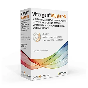 Vitergan Master N L Cisteína, Arginina, Cafeína, Vitaminas C e B6, Magnésio e Ferro 30 comprimidos.