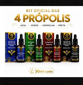 Kit Especial 4 Própolis – Azul, Vermelha, Verde e Preta