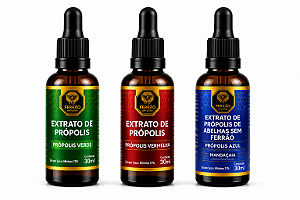 KIT PRÓPOLIS AZUL + VERMELHA + VERDE | 30ml cada