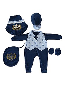 saida maternidade menino azul marinho coroa bebe