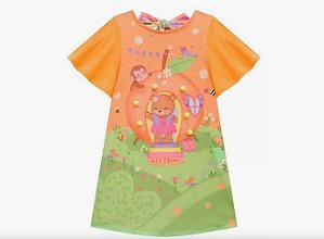 Vestido Infantil Menina Kukiê Urso Laranja - 73758