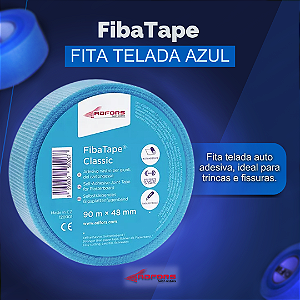 Fita Telada FibaTape Classic Azul 90m Adfors Autoadesiva Reparo Drywall