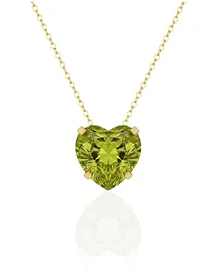 Colar Coração Peridoto Banhado a Ouro 18K