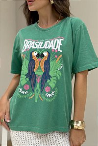 T-SHIRT VERDE ESTONADA BRASILIDADE