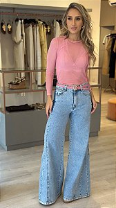 BLUSA TULE ROSA CANDY MANGA LONGA