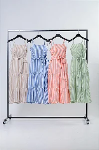 VESTIDO MARINA LISTRADO BEGE