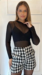 TULE MANGA LONGA PRETO