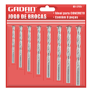 JOGO DE BROCAS PARA CONCRETO C/ 8 PCS - GADAN