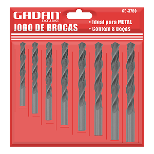 JOGO DE BROCAS PARA METAL C/ 8 PCS - GADAN