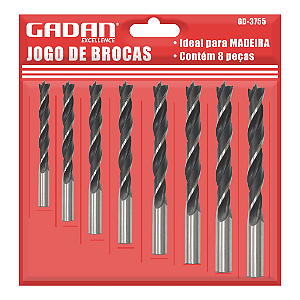 JOGO DE BROCAS PARA MADEIRA C/ 8 PCS - GADAN