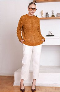 BLUSA OVERSIZED CHENILLE MOSTARDA