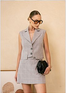 COLETE ALFAIATARIA CINZA MESCLA