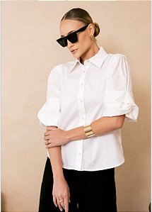 CAMISA TRICOLINE DETALHE MANGA TORCIDA BRANCO