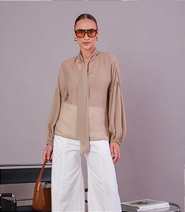 BLUSA CHIFFON DE CREPE C/ BABADO