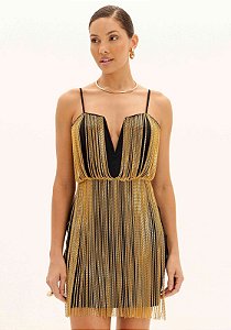 VESTIDO CURTO COM DETALHE CORRENTES