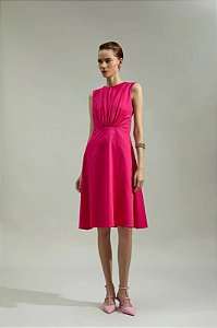 VESTIDO BUSTO FRANZIDO ALGODAO ACETINADO PINK