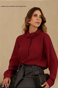 CAMISA GOLA BABADO VISTA EMBUTIDA