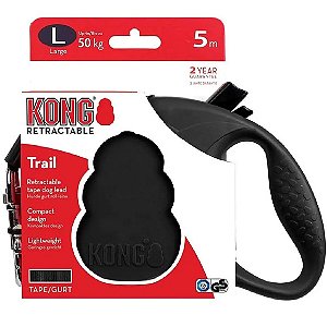 Guia Retrátil Kong Trail Preta para Cachorro 5m G
