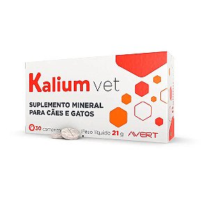 Suplemento Mineral para Cães e Gatos Kalium Vet Avert 21 g 30 comprimidos