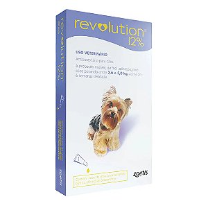 Antipulgas Revolution 12% para Cães de 2,6kg a 5kg 1 Tubo