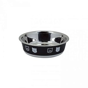Comedouro Gatos Inox Fusion Preto Jambo 225 ml