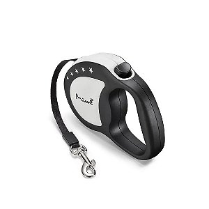 Guia Retrátil Mimo Conceito Runner Emborrachada Fita 4 Metros até 12kgs Preto Mimo P