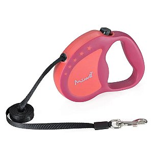 Guia Retrátil Mimo Conceito Runner Emborrachada Fita 4 Metros Até 12kgs Rosa Mimo P