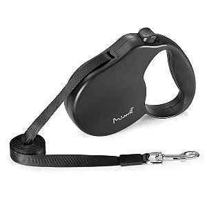 Guia Retrátil Safe Walk Emborrachada Fita 5 Metros Até 32kgs Preto Mimo G