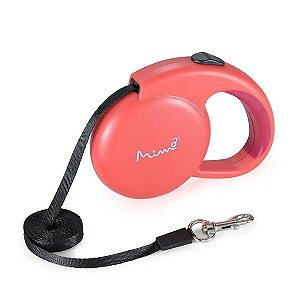 Guia Retrátil Runner Emborrachada Fita 3 Metros Até 8kg Vermelho Mimo Conceito PP