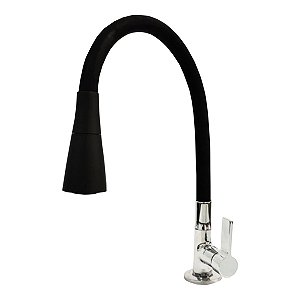 Torneira De Cozinha Veneza Edra Preta 1/4 De Volta - Bancada